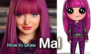 How to Draw Mal Easy  Disney Descendants 2 [upl. by Ordisi466]