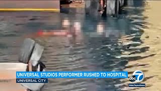 Performer at Universal Studios Hollywood hospitalized after WaterWorld stunt accident [upl. by Yelkreb868]