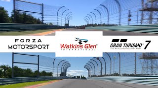 Forza Motorsport vs Gran Turismo 7  Watkins Glen International Speedway Side By Side Comparison [upl. by Iphigeniah]