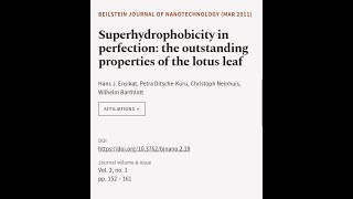 Superhydrophobicity in perfection the outstanding properties of the lotus leaf  RTCLTV [upl. by Regine724]