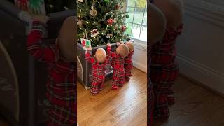 How to protect Christmas Tree from Triplets 🎄 lifehack christmas triplets mom cute twins [upl. by Nehtan]