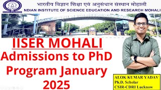 IISER Mohali PhD Admissions 2025 NETGATE Students Eligible Apply Now [upl. by Kotz]