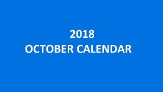 2018 October Calendar Printable Templates Holidays Excel PDF [upl. by Tessy70]