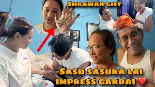 BUDI LAI MEHENDI LAGAIDIYERA SASU SADURA LAI IMPRESS GARDAI 🥹❤️ SHRAWAN GIFT TA DINAI PARYO 🙏 [upl. by Ericha973]