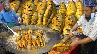 Masala Fried Fish amp Grilled Fish Street Food Spicy Lahori Fish Fry Pakistan Biggest Seafood Street [upl. by Mazonson218]