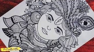 How to draw Krishna in Mandala style  step by step  Art 18 LacraftsVilla [upl. by Erlond80]