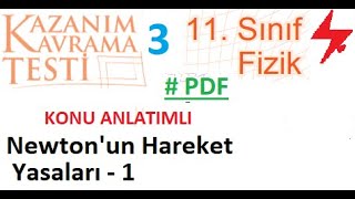 11 Sınıf  Fizik  MEB Kazanım Testi 3  Newtonun Hareket Yasaları  1  PDF  EBA  AYT [upl. by Toombs]