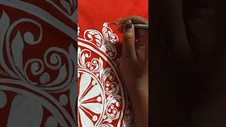 backdrop Painting 🖌️❤️ Alpona Design On Cloth Backdrop Decoration shorts alpona kolkaart viral [upl. by Alon53]