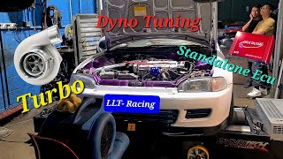 Turbo Civic Dyno Tuning  Stock Boosted D16A8 [upl. by Nerok691]