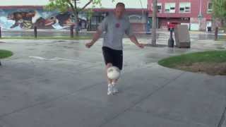 Professional rope jumper Peter Nestler demostrates juggling a soccer ball while jumping rope [upl. by Iffar]