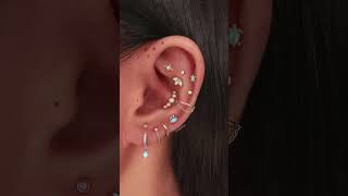 Colorful Multiple Ear Piercing Curation Ideas for Women with Gold Cartilage Earrings [upl. by Yennek]