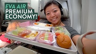 EVA Airline PREMIUM ECONOMY Food Review ✈️ Taipei Taiwan to New York [upl. by Ainot]