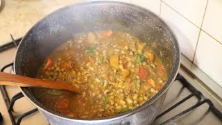 Nigerian food How to make beans and plantain porridge [upl. by Las315]