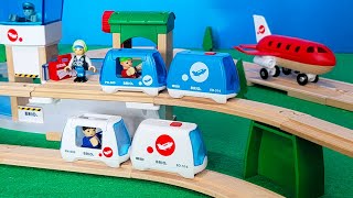 BRIO Wooden Trains Airport with Monorail Cargo Trains Planes and Helicopters [upl. by Bore]