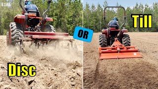 Disc Harrow vs Tiller on Plowed Field With Hydrostatic Compact Tractor [upl. by Twila]