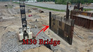 M30 Bridge Update Edenville  Tobacco River Earthen Embankment wrapping up Drone  Dam Collapse [upl. by Grim]