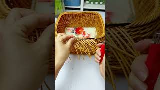 How to weave rattan basket with handle diy rattan crochet handmadetoran handmade handweaving [upl. by Pronty]