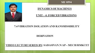 74 Vibration Isolation amp Transmissibility [upl. by Ronaele]