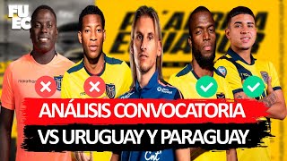 ANÁLISIS CONVOCATORIA de ECUADOR para ENFRENTAR a URUGUAY y PARAGUAY 🇪🇨 [upl. by Adolphe]