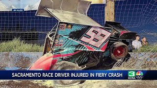 Sacramento sprint car driver injured in fiery crash at Oregon speedway [upl. by Asilat]