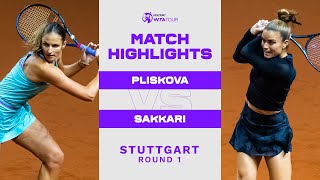 Karolina Pliskova vs Maria Sakkari  2023 Stuttgart Round 1  WTA Match Highlights [upl. by Joelie218]