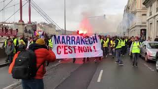 Les Gilets Jaunes mobilisés contre le Pacte de Marrakech sur limmigration à Lyon [upl. by Amelita]