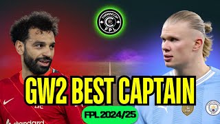 BEST GW2 FPL CAPTAIN 🤖  Fantasy Premier League Tips 2425 [upl. by Airpal]