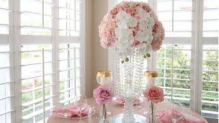 DIY Dollar Tree Crystal Garland Chandelier Wedding Centerpiece [upl. by Oniuqa]