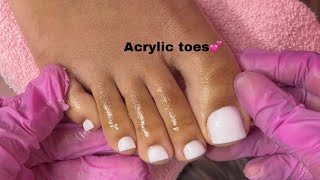 White acrylic toes 🤍 acrylic toe tutorial [upl. by Odnumyar]