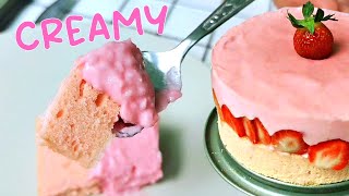 RESEP CHEESECAKE STRAWBERRY TANPA CREAM CHEESE [upl. by Katzen593]