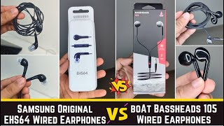 Samsung Original EHS64 vs boAt Bassheads 105 Wired Earphones Mic test  detail comparison [upl. by Eimmas]