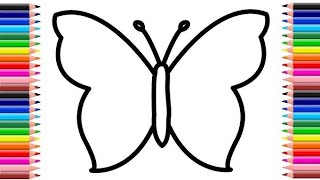 How To Draw A Butterfly  Butterfly Drawing Painting Coloring For Kids And Toddlers [upl. by Tiffani]