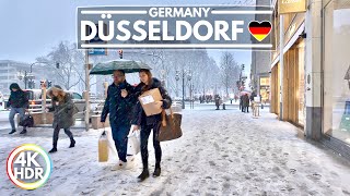 ❄️ Heavy Snowfall in Düsseldorf Germany January 2024 Walk in 4K HDR 60fps [upl. by Merissa199]