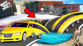 GTA 5  Franklin Shinchan amp Pinchan Ultimate Longest Car Vs Water Hole Challenge GTA 5 mods [upl. by Wunder]