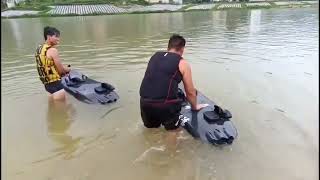 China FuelGas Power Jet Surfboards with Petrol Engine JF08 Personal Watercraft [upl. by Amrak]