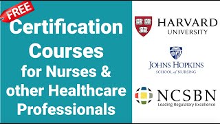 FREE Certification Courses for NURSES amp other Healthcare Professionals Part 1  Nurse Resumé [upl. by Oriane]