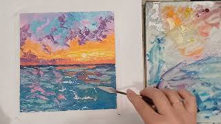 Sailboat in the sunny sea the process of oíl painting with a palette knife [upl. by Haney374]