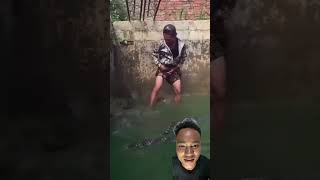 Buaya darat masuk habitatnya buaya reaction shortvideo shortsviral real [upl. by Aknaib]