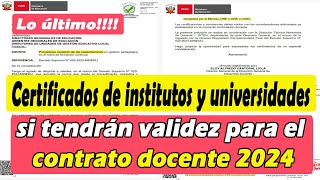 ✅Certificados SERÁN VÁLIDOS para el CONTRATO DOCENTE 2024 [upl. by Darren]