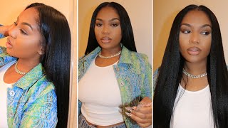 MOST REALISTIC SEW IN DUPE NATURAL KINKY STRAIGHT CLIPIN EXTENSIONS BEGINNER STYLE ftCurlsQueen [upl. by Gove]