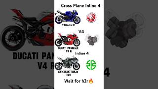 Cross Plane Inline 4 vs V4 vs Inline 4 kawasaki ninja h2ryamaha r1ducati panigale v4 [upl. by Innoj]