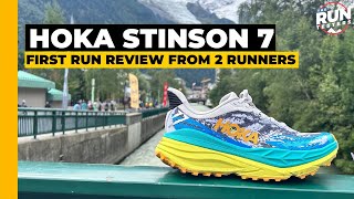 Hoka Stinson 7 First Run Review New Hoka road to trail shoe tested by 2 runners [upl. by Limak]