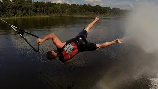 High Speed Barefoot Waterskiing Wipeouts [upl. by Atolrac892]