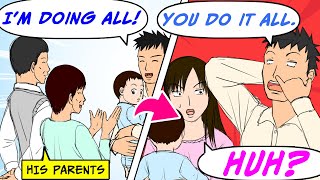 Manga Dub I lie to my parents saying my husband does all the childcare and housework [upl. by Llekcor234]