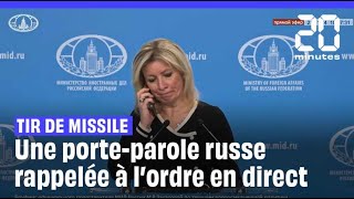 Une porteparole russe appelée en direct pour ne pas commenter un tir de missile en Ukraine [upl. by Nortyad]