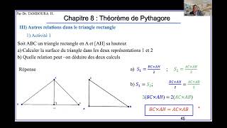 Mathématiques Niveau 3eChapitre 8  Théorème de Pythagore Partie 2 Autres relations métriques [upl. by Boorer]