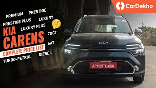 Kia Carens Price In India COMPLETE Price List  Ertiga Innova Alcazar Competition [upl. by Emanuel]