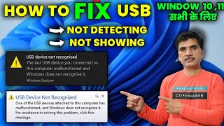 Fix USB Not Showing or Not Recognized in Windows 1011 2024 Hindi [upl. by Eeryn]