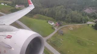 Boeing 737800 High Performance Takeoff from Kristiansand Airport ROAR [upl. by Migeon]