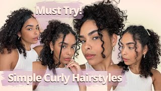 SIMPLE CURLY HAIRSTYLES ON SHORT HAIR Curly Hairstyle Tutorial [upl. by Idac161]